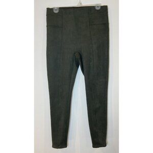 Spanx Faux Suede Leggings Skinny Pull On Olive Green Large L